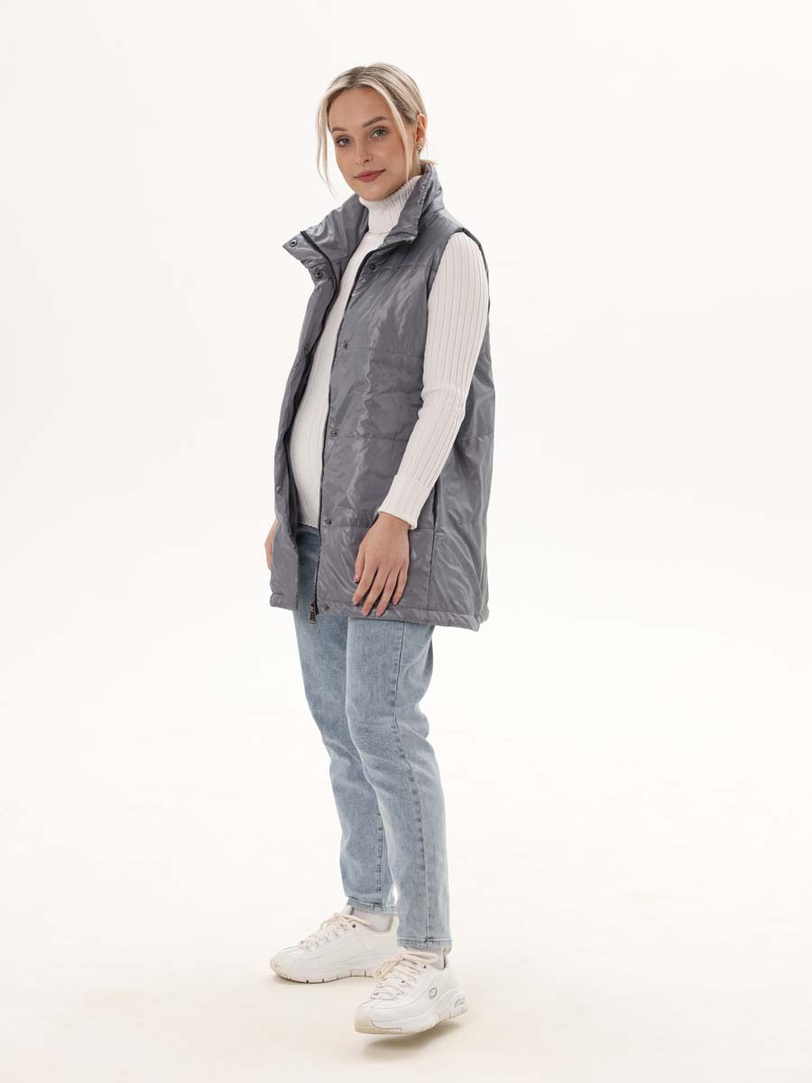 Жилет женский утепленный 65008 стеганый серый