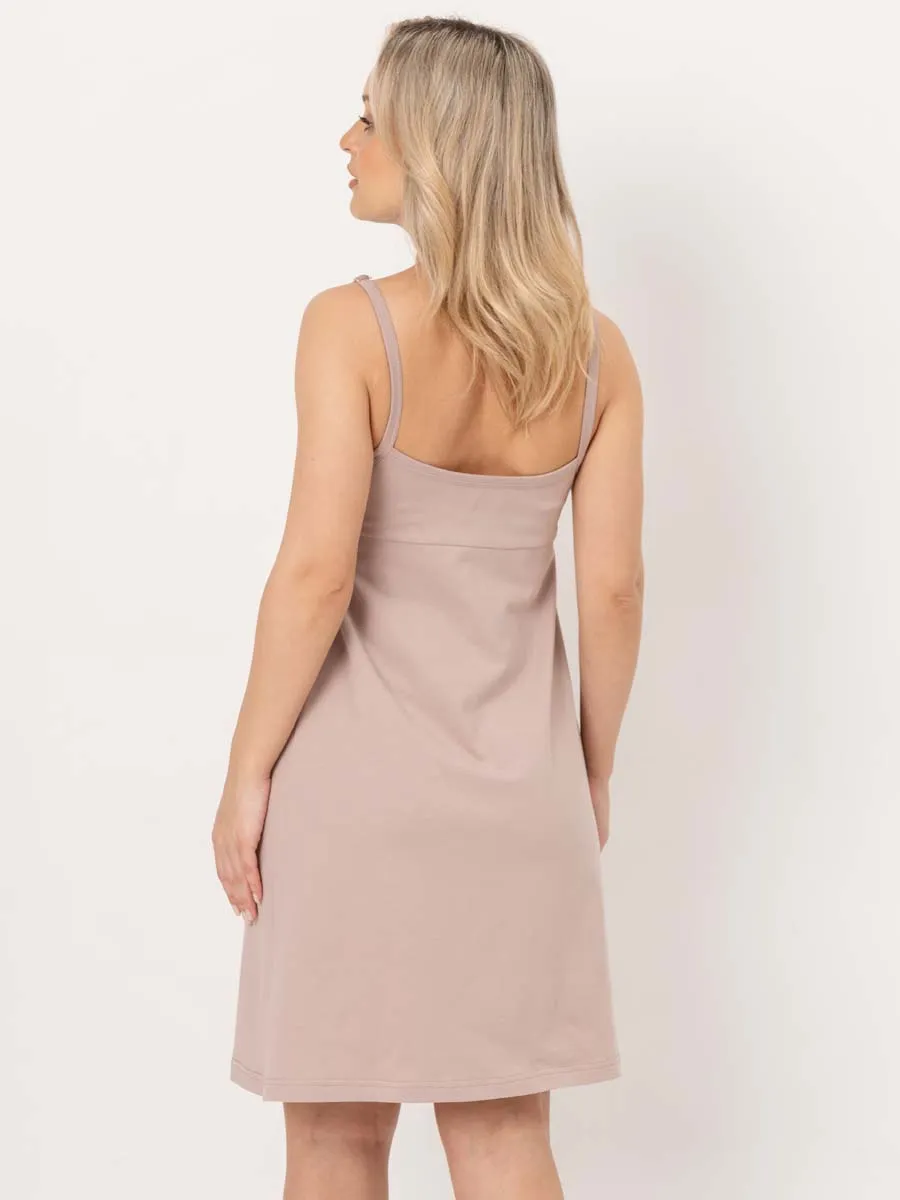 Костюм кружевной халат с сорочкой для беременных бежевый