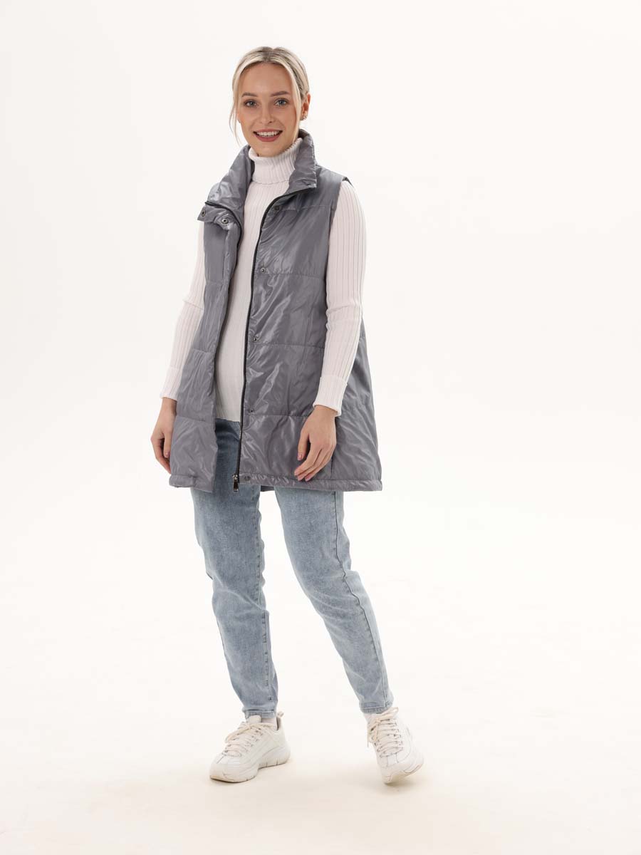 Жилет женский утепленный 65008 стеганый серый