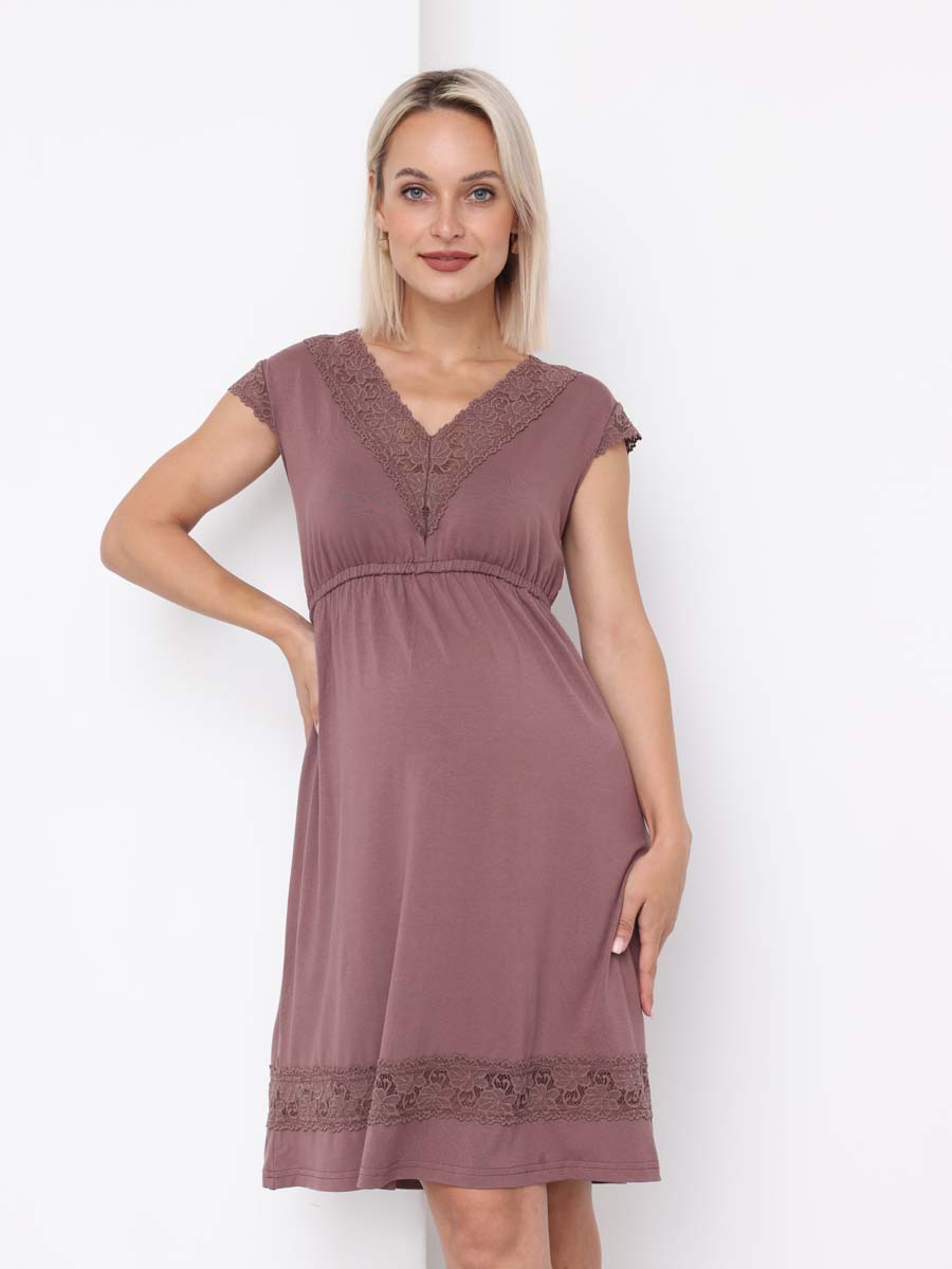 Ночная сорочка для беременных и кормящих 48509 шоколад