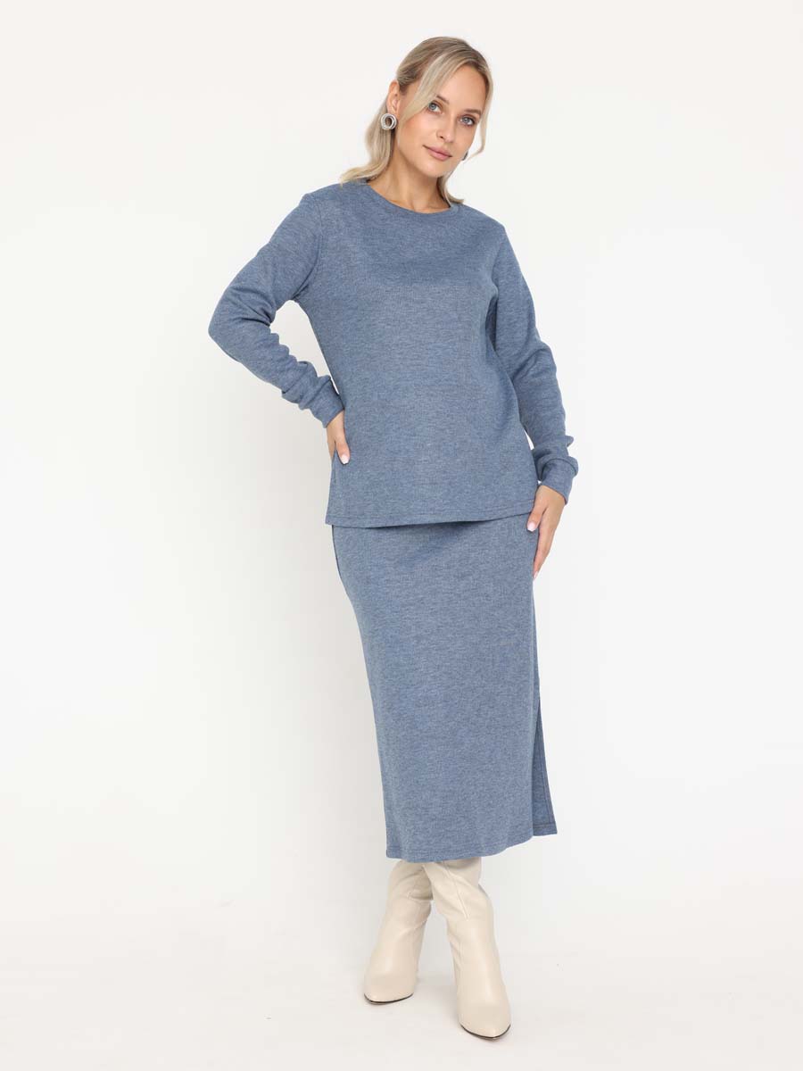 Костюм с юбкой для беременных в офис 70425 индиго