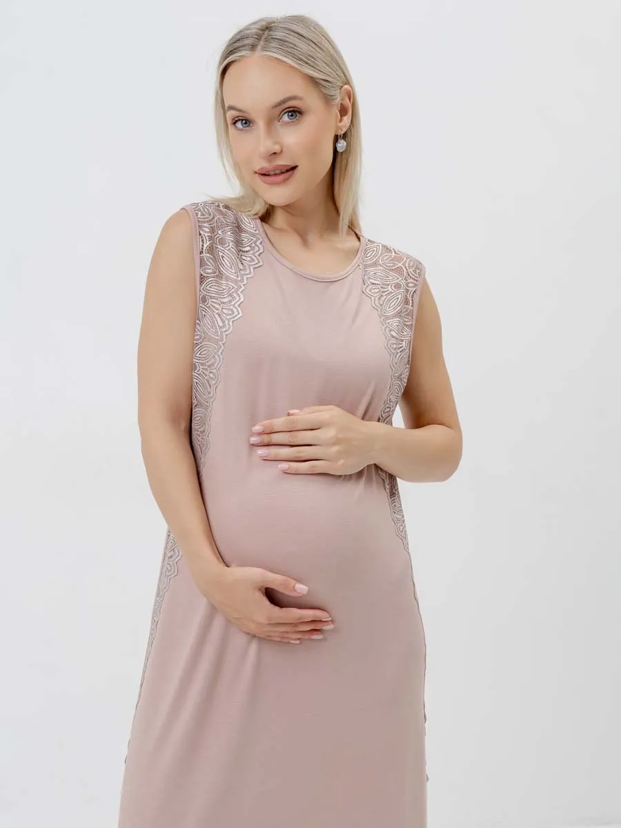 Ночная сорочка в роддом для беременных бежевый