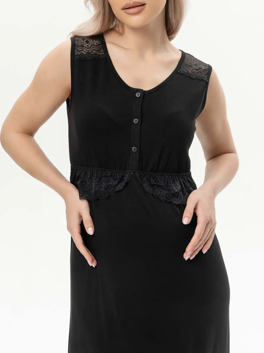 Ночная сорочка в роддом для беременных и кормления черный