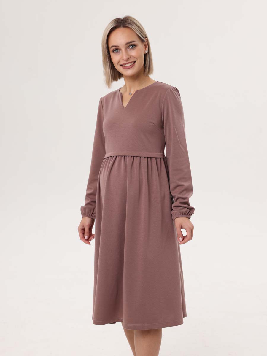 Платье для беременных и кормящих 00811 в офис повседневно кофейный