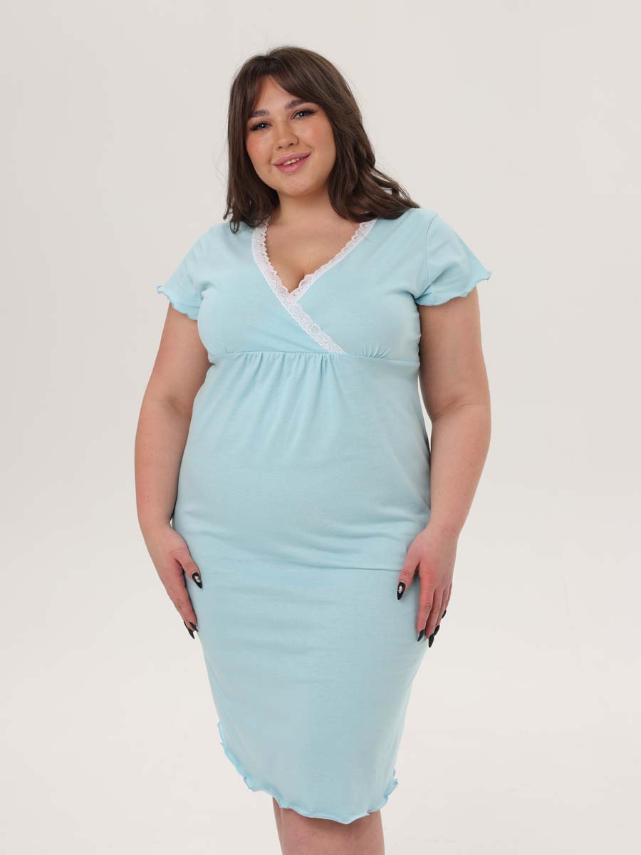 Комплект халат с сорочкой большие размеры 23020 аквамариновый