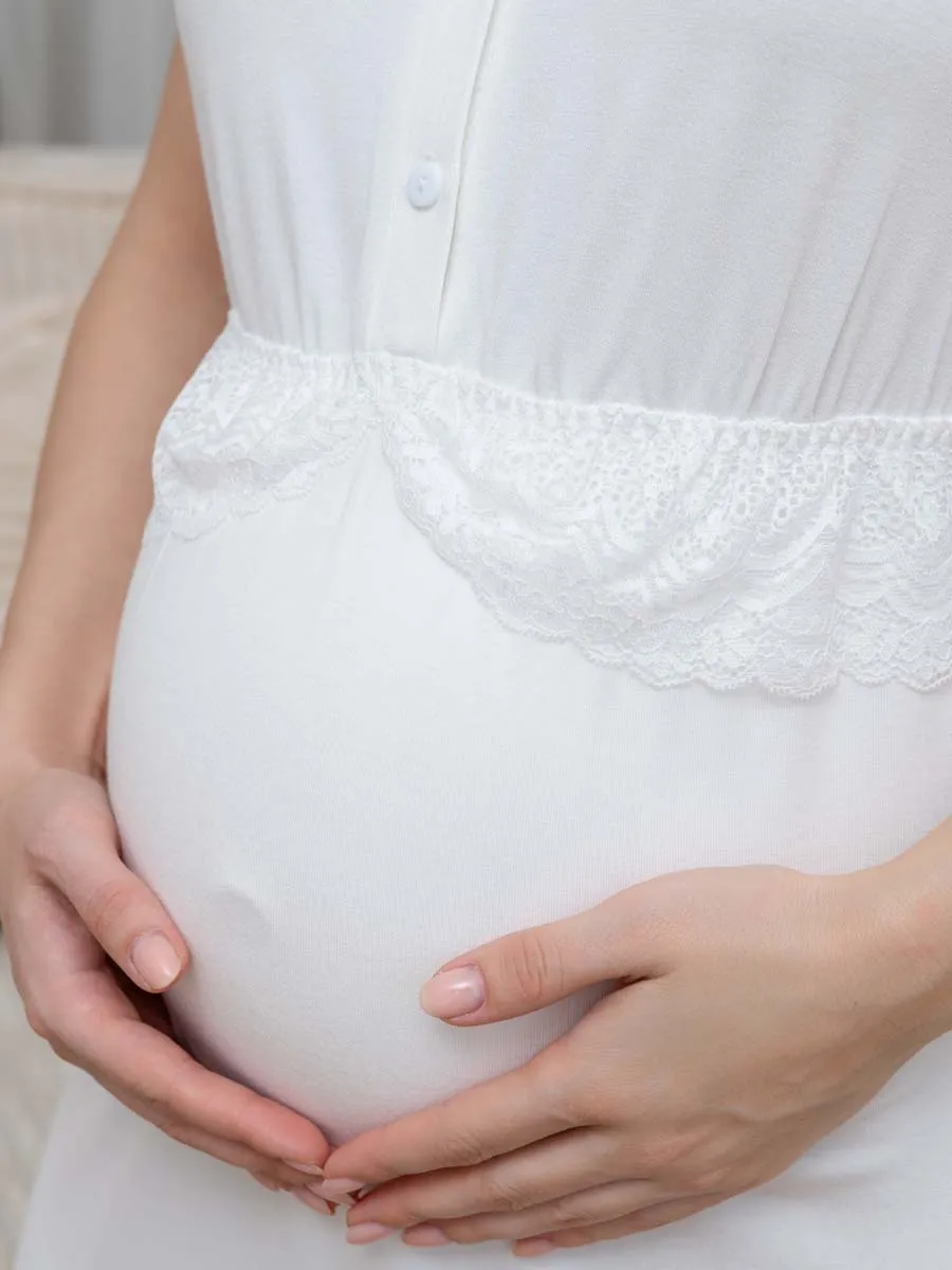 Ночная сорочка в роддом для беременных и кормления молочный