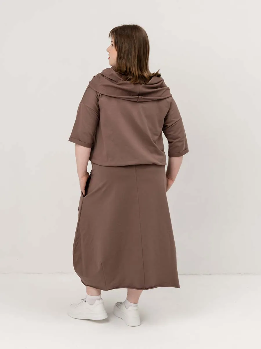 Платье для беременных длинное повседневное в офис plus size мокко