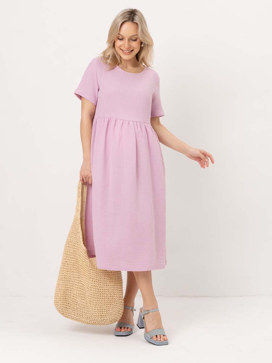 Летнее платье из муслина лавандовый