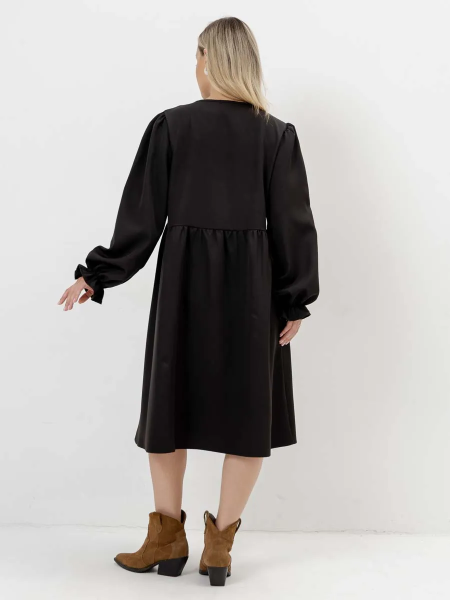 Платье для беременных с длинным рукавом в офис черный