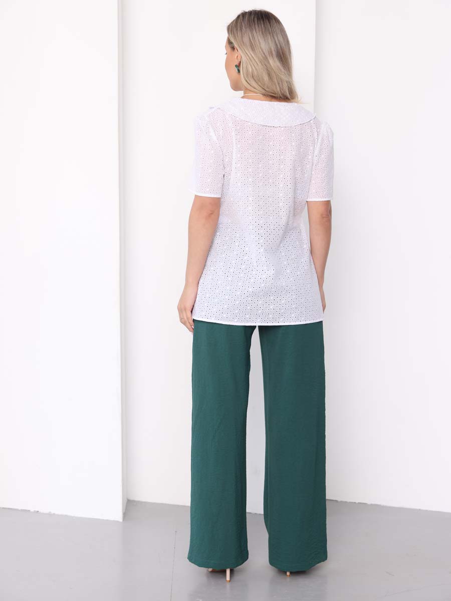 Брюки для беременных офисные широкие палаццо зеленый