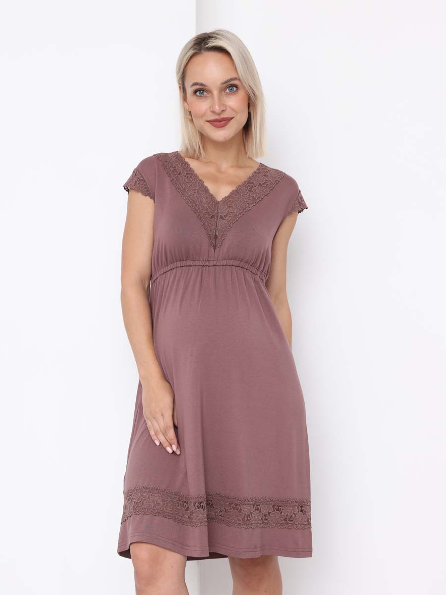 Ночная сорочка для беременных и кормящих 48509 шоколад