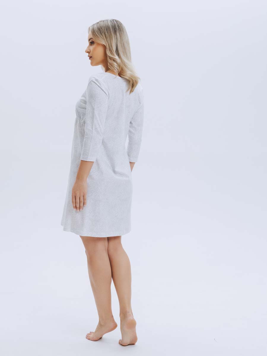 Ночная сорочка для беременных и кормления молочный/коричневый