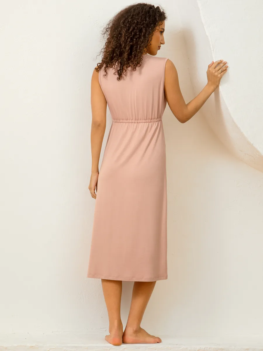 Костюм для беременных халат и сорочка в роддом для кормящих бежевый