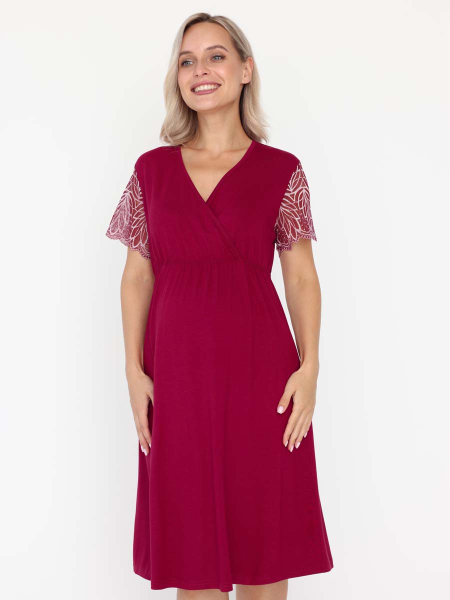 Сорочка ночная для беременных и кормления в роддом сливовый