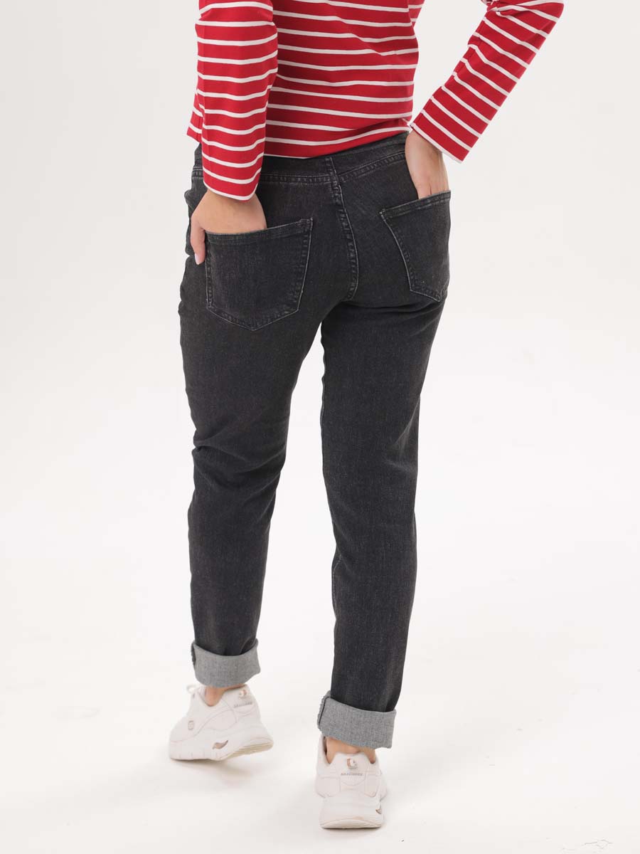 Джинсы для беременных с бандажом 66312 в офис плотные темно-серый