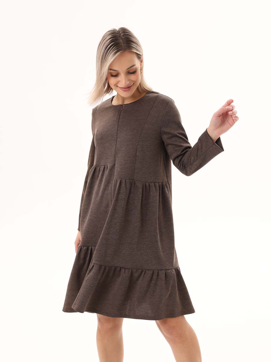 Платье оверсайз в офис для беременных и кормящих 08111 кофейный