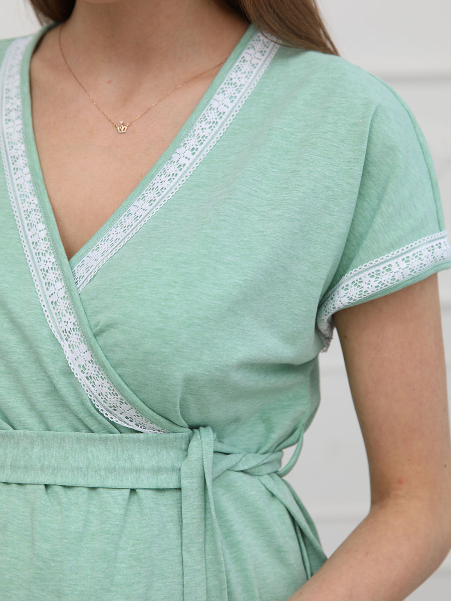  зеленый меланж/белый