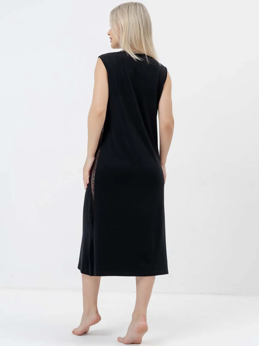 Ночная сорочка для беременных ночнушка в роддом вискоза черный