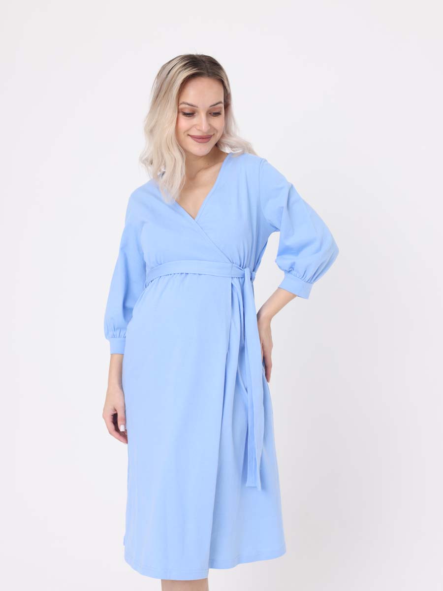 Халат и сорочка для беременных и кормящих в роддом костюм голубой