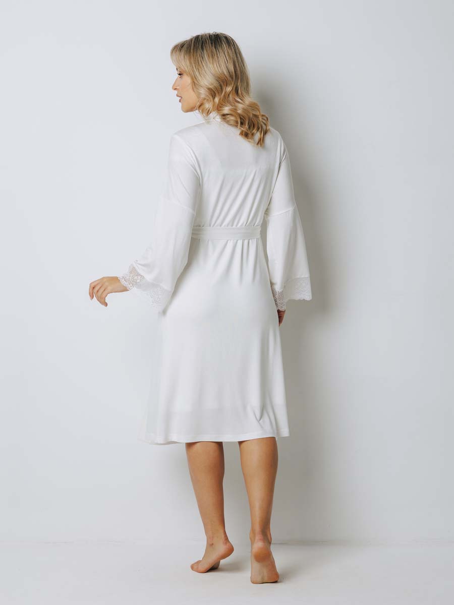 Костюм кружевной халат с сорочкой для беременных 27932 молочный