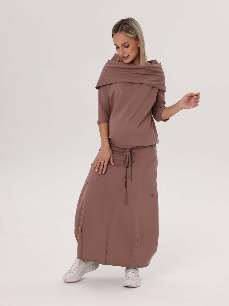 Платье женское 55714 повседневное бохо кофейный