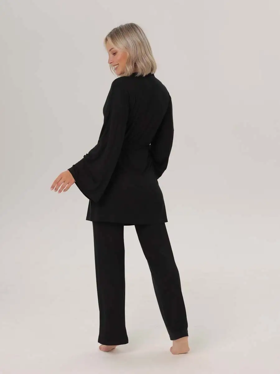 Костюм брючный с кимоно черный