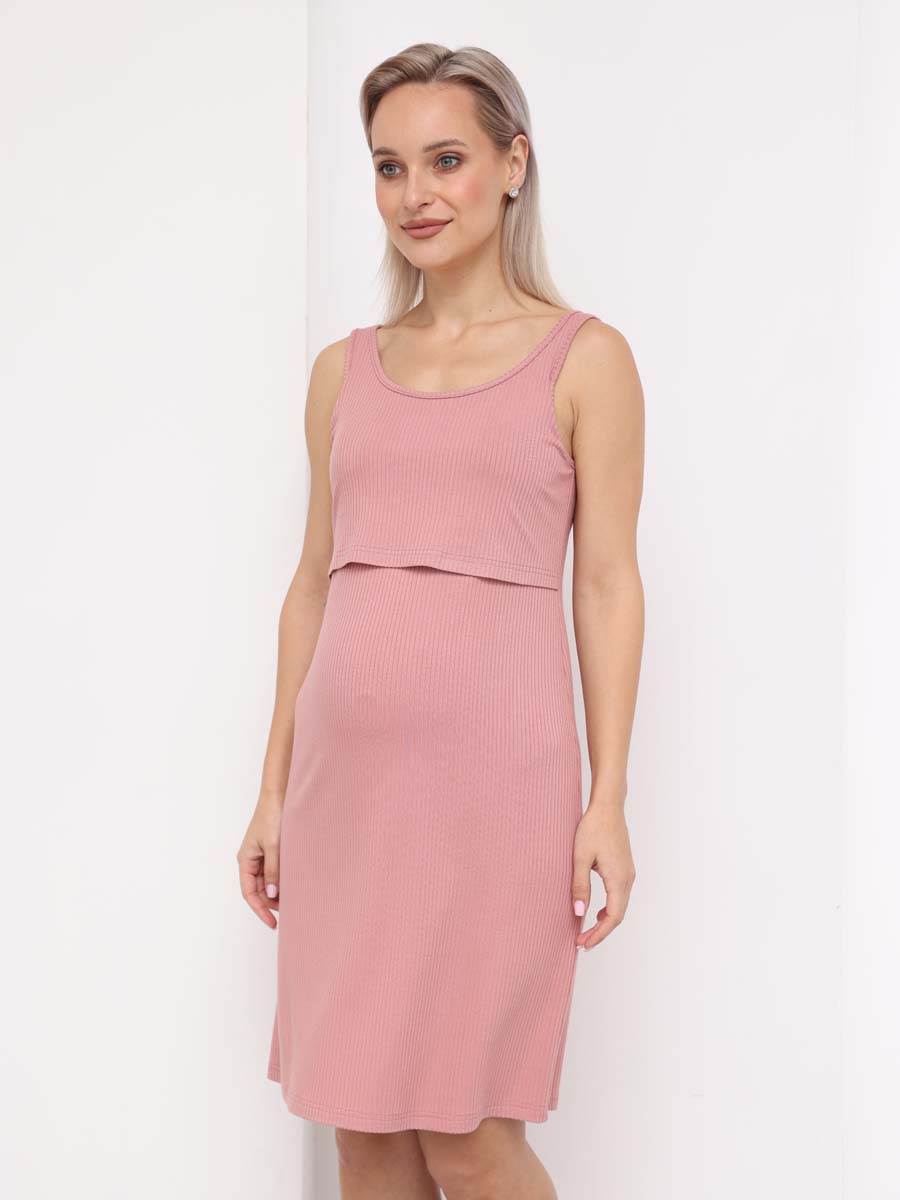 Комплект для беременных и кормящих халат с сорочкой 22932 пудровый