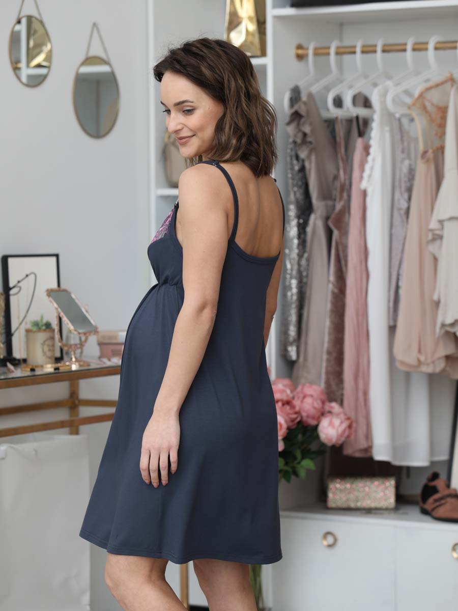 Комплект женский для беременных и кормящих антрацитовый/розовый