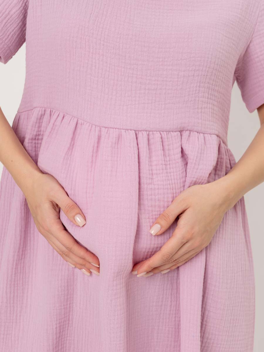 Летнее платье из муслина лавандовый