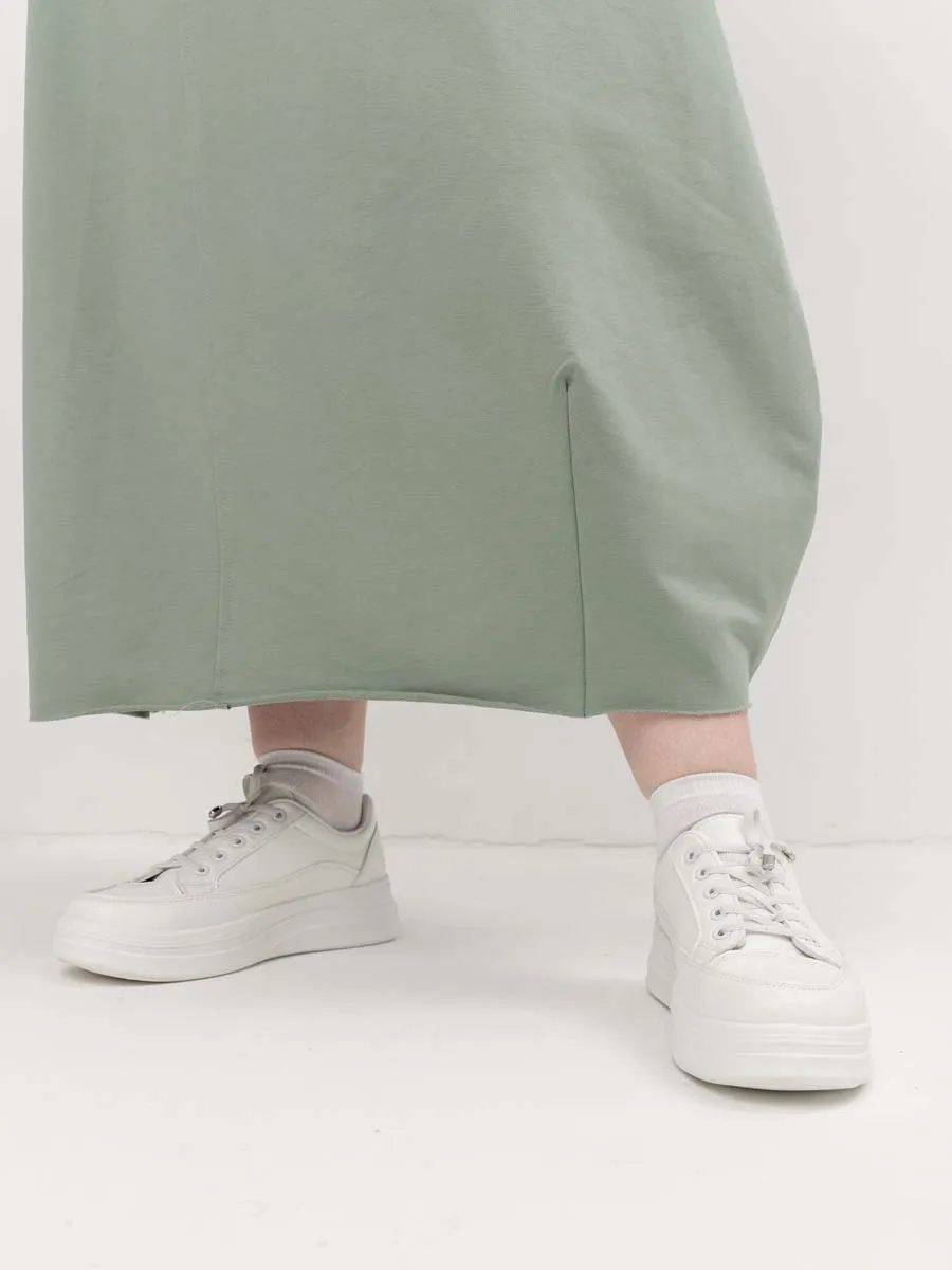 Платье для беременных длинное повседневное в офис plus size оливковый