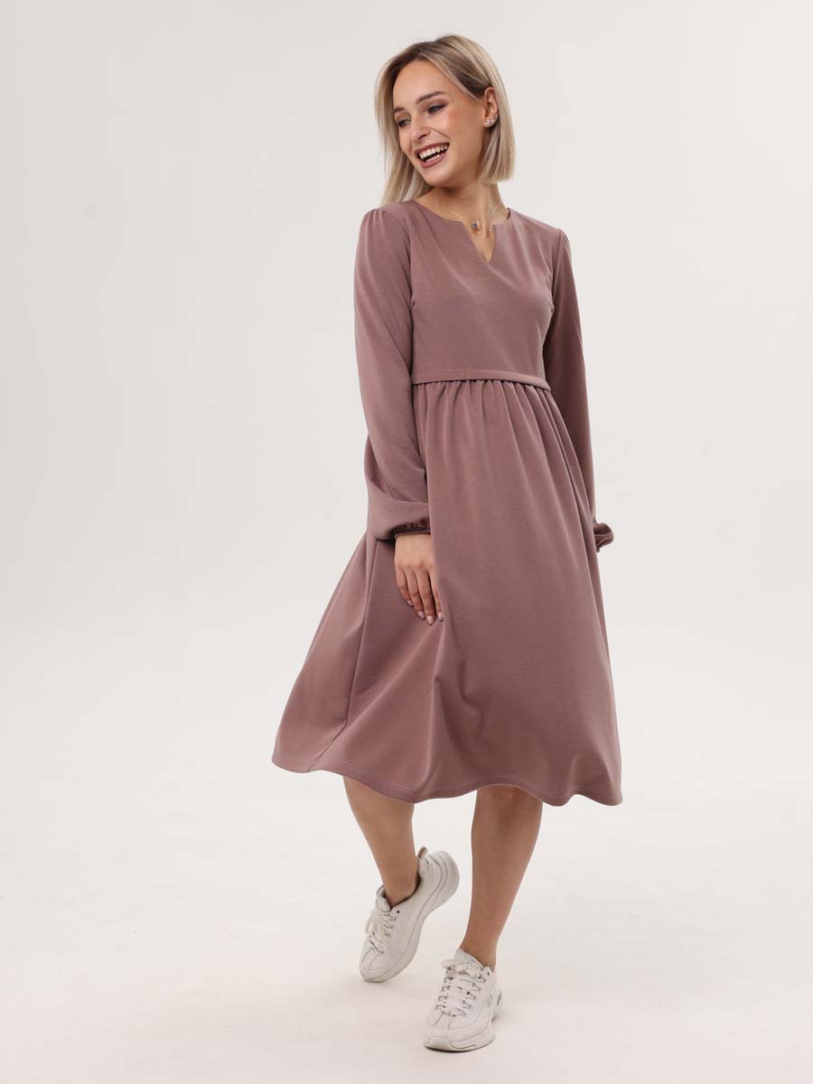 Платье для беременных и кормящих 00811 в офис повседневно кофейный