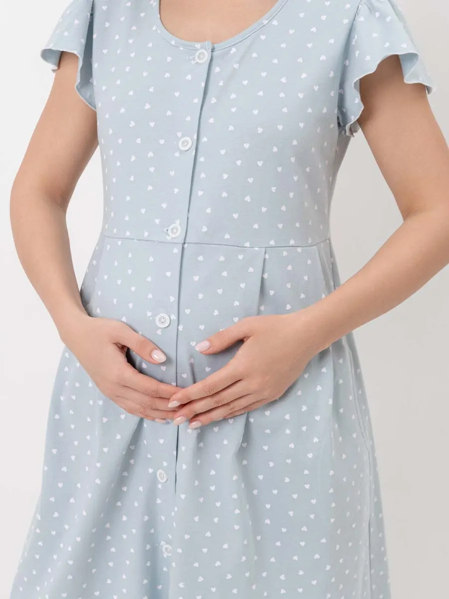 Халат для беременных и кормящих серый/белый