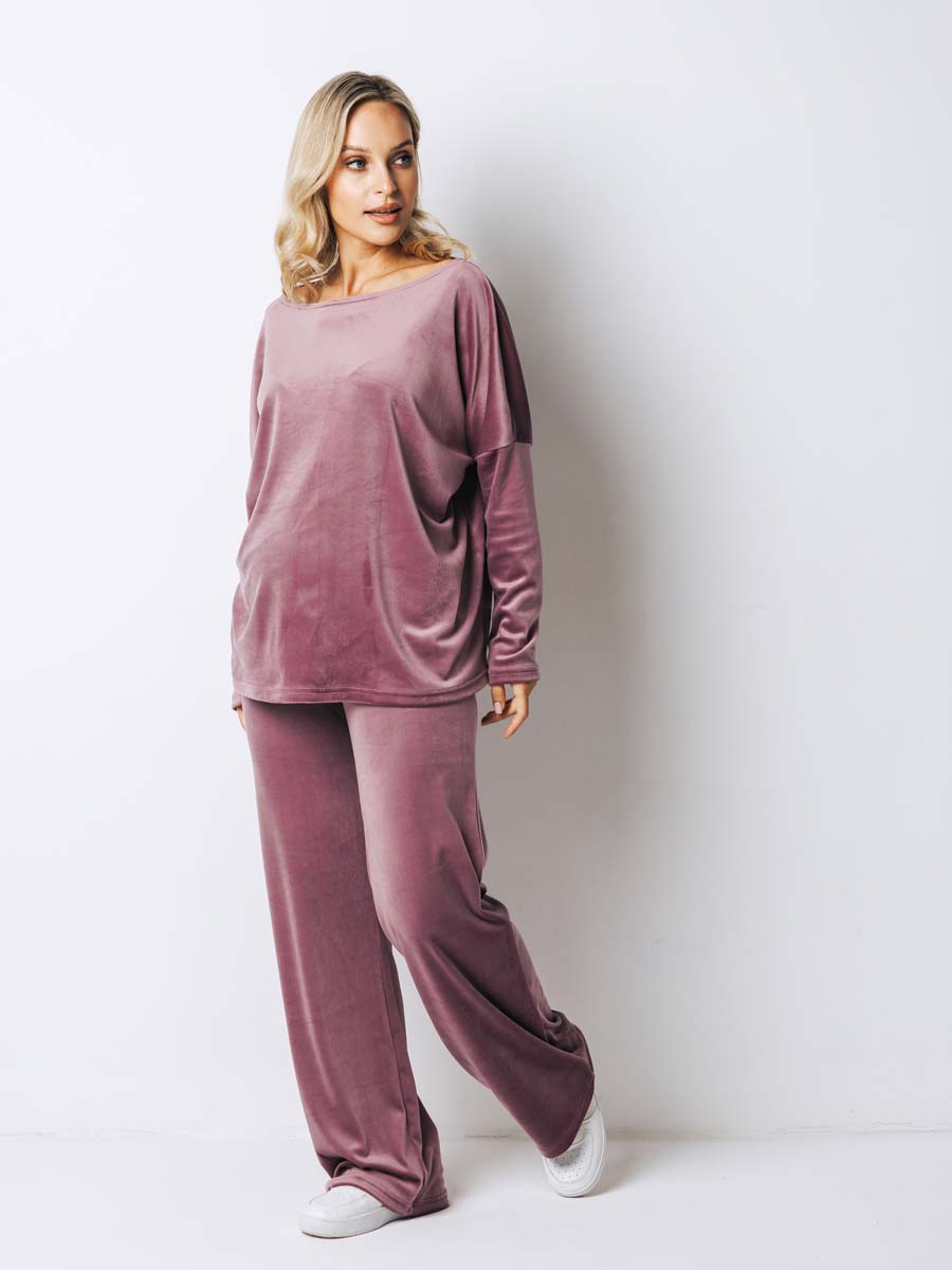 Костюм домашний велюровый с брюками для беременных 16131 лиловый