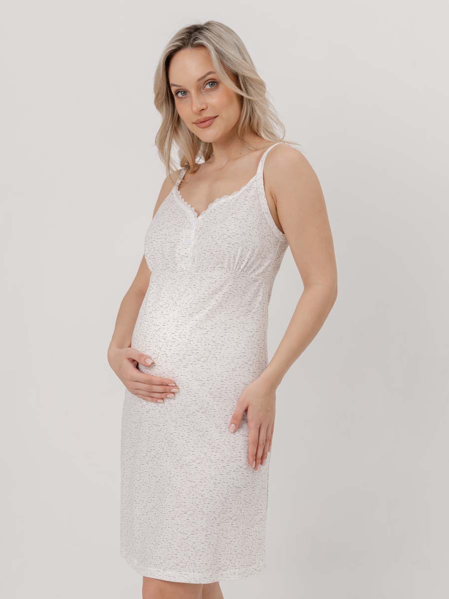 Комплект для беременных и кормящих 13920 халат с сорочкой коричневый/молочный