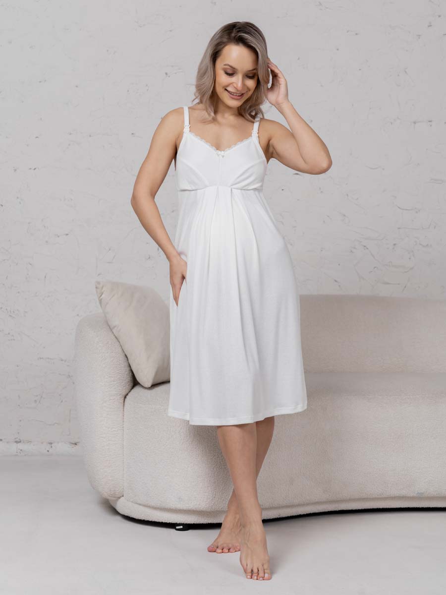 Ночная сорочка в роддом для беременных и кормящих молочный