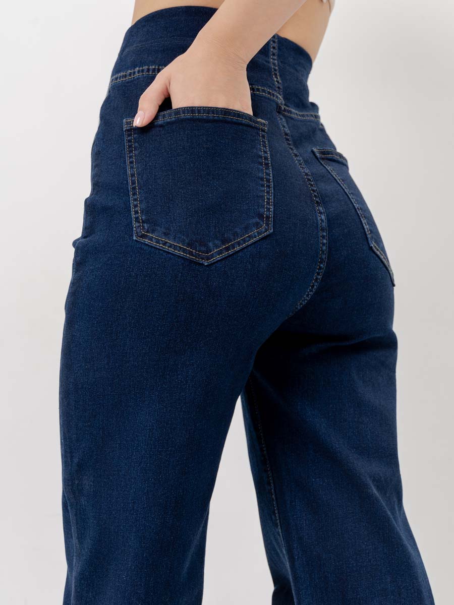 Джинсы трубы для беременных 67712 в офис темно-синий