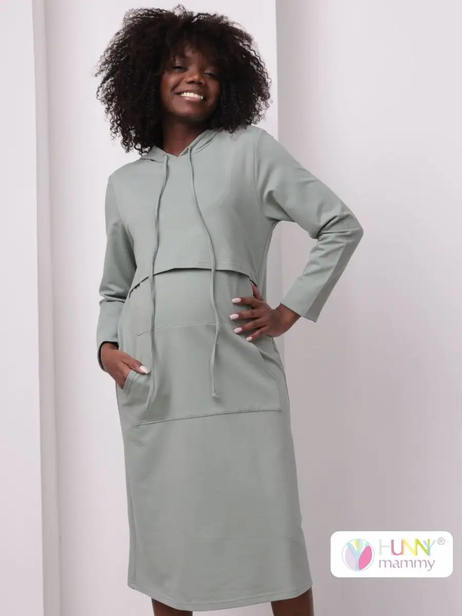 Платье женское для беременных и кормящих 60014 в офис оливковый оливковый