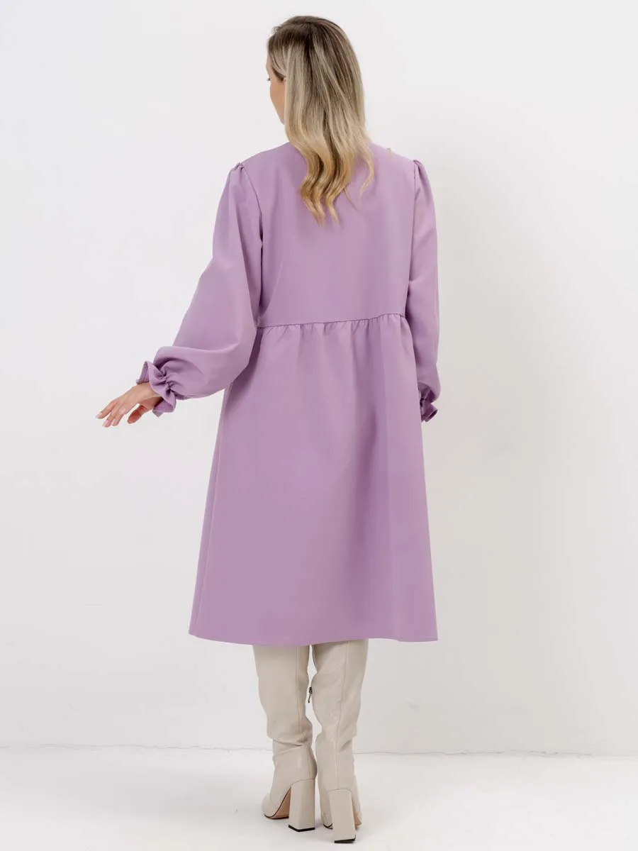 Платье для беременных с длинным рукавом в офис сиреневый