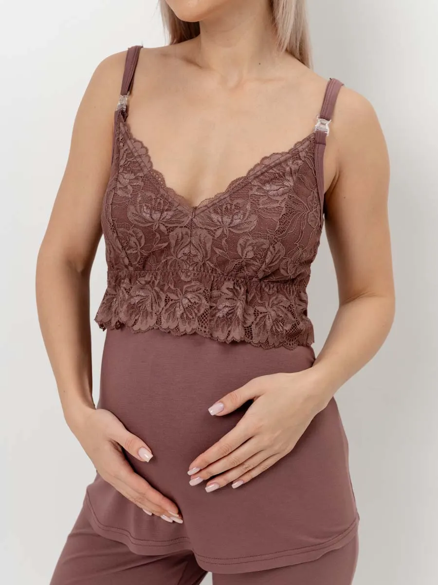 Костюм тройка для беременных и кормящих 29032 шоколад