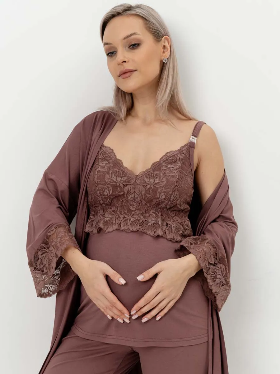 Костюм тройка для беременных и кормящих 29032 шоколад