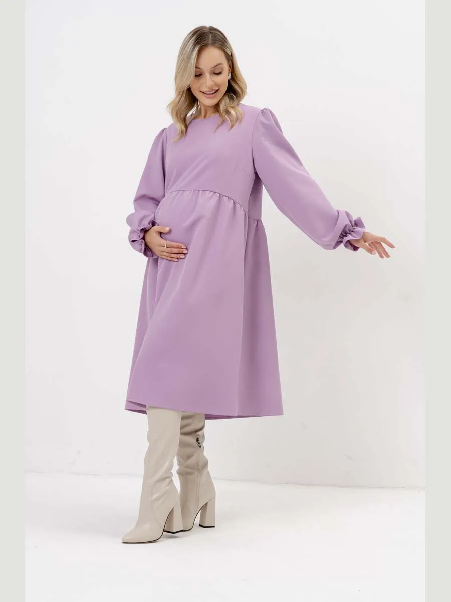 Платье для беременных с длинным рукавом в офис сиреневый