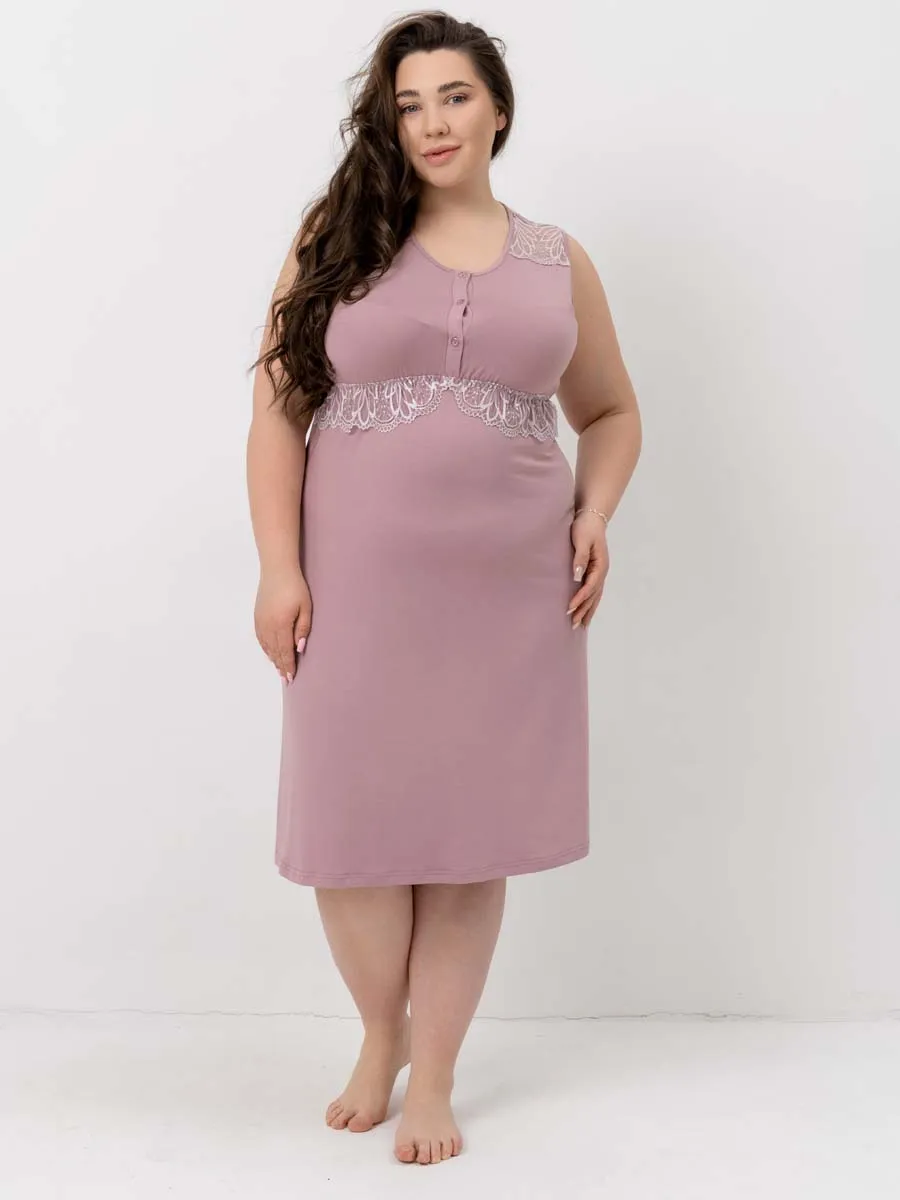 Ночная сорочка в роддом для беременных и кормления пудровый