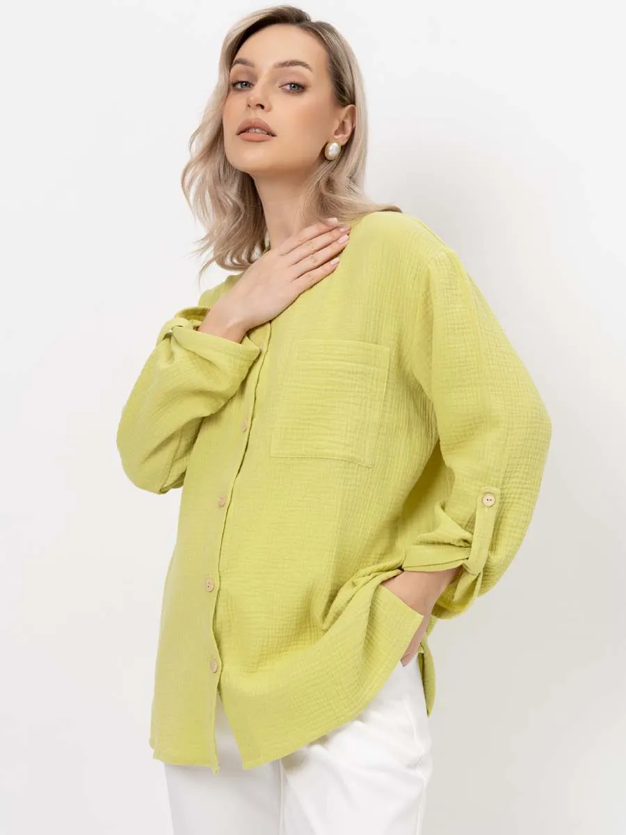 Рубашка для беременных туника муслиновая лимонный