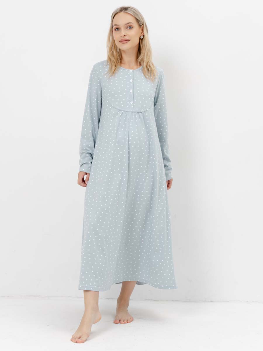 Ночная сорочка для беременных и кормления серебристый/белый