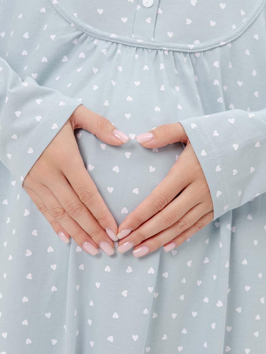 Ночная сорочка для беременных и кормления серебристый/белый