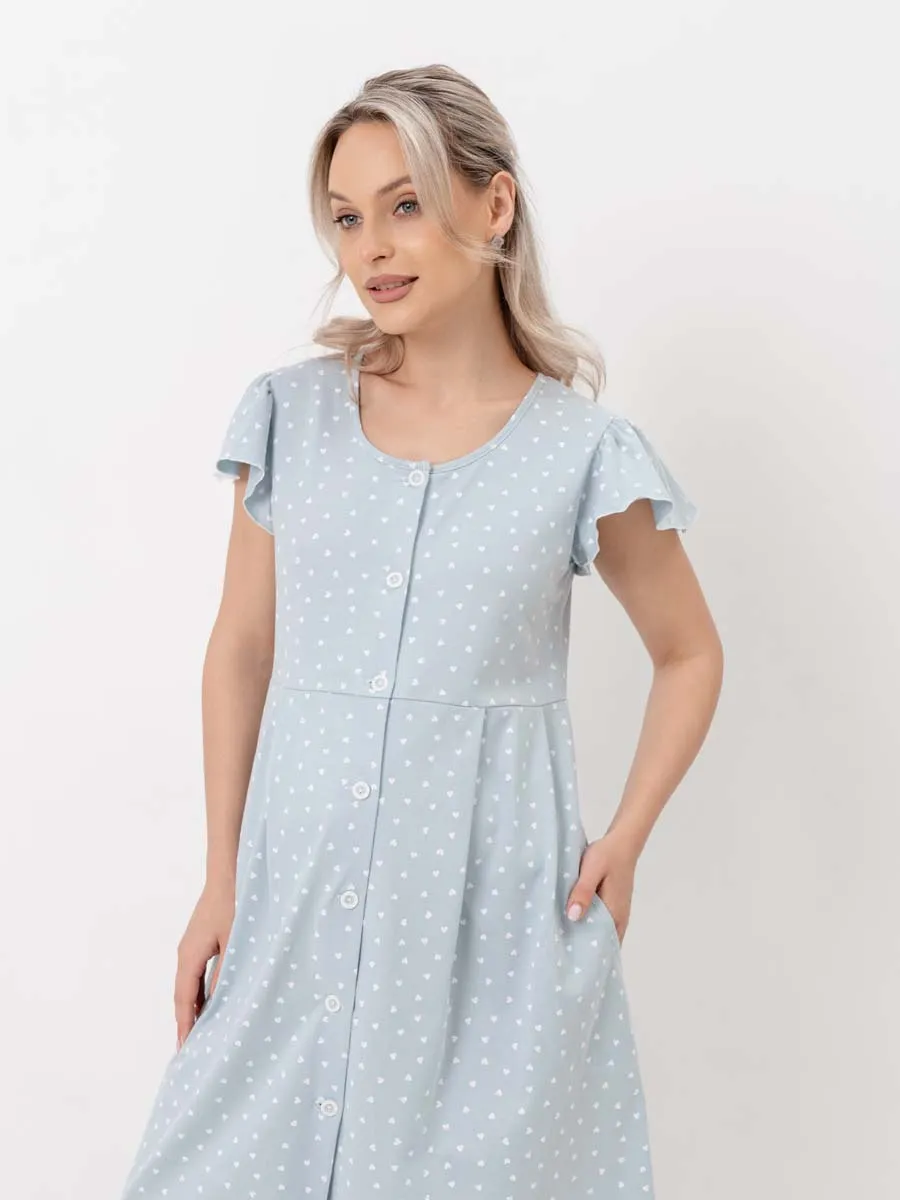 Халат для беременных и кормящих серый/белый