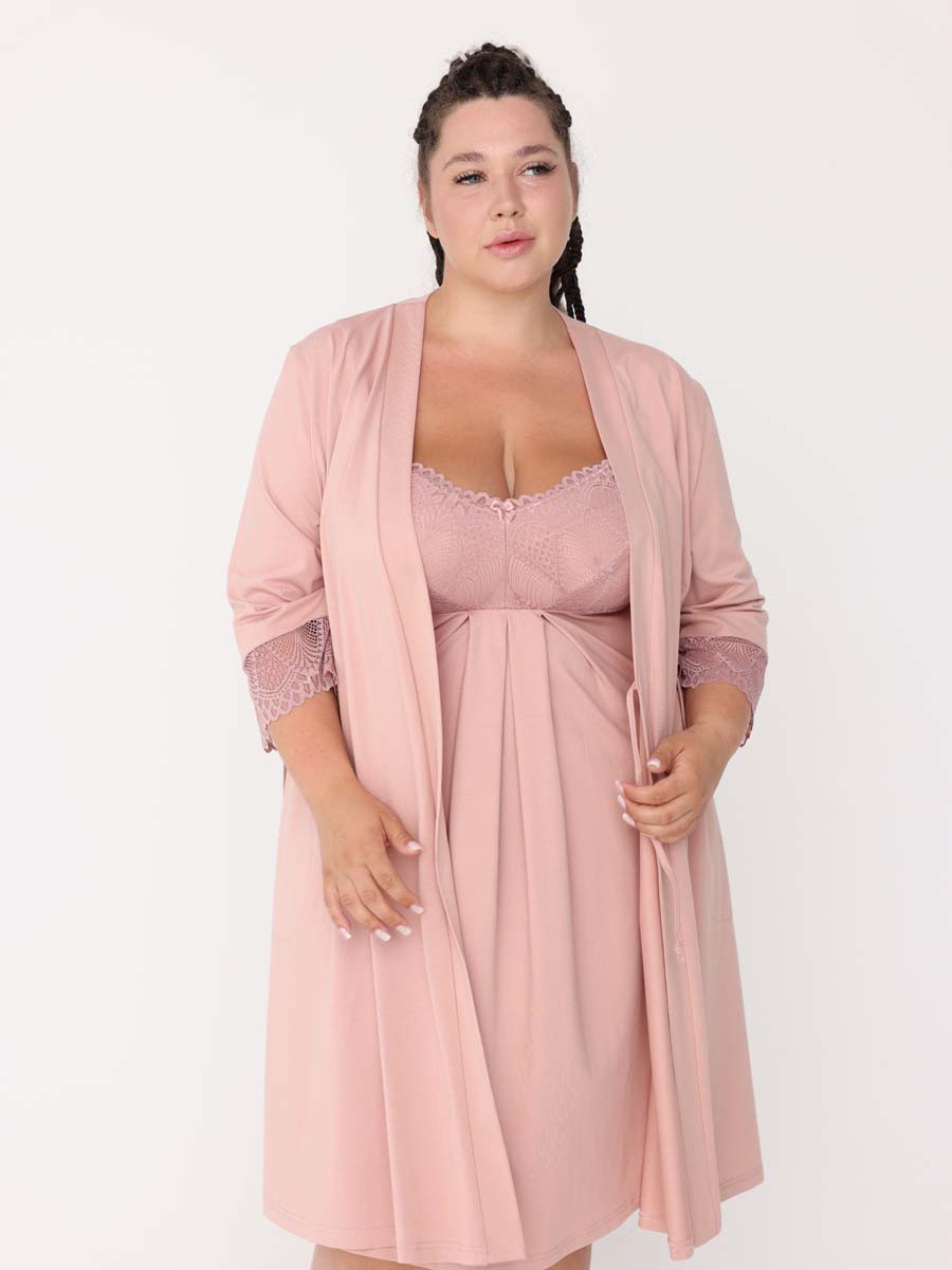 Комплект женский большие размеры 15728 для кормления пудровый