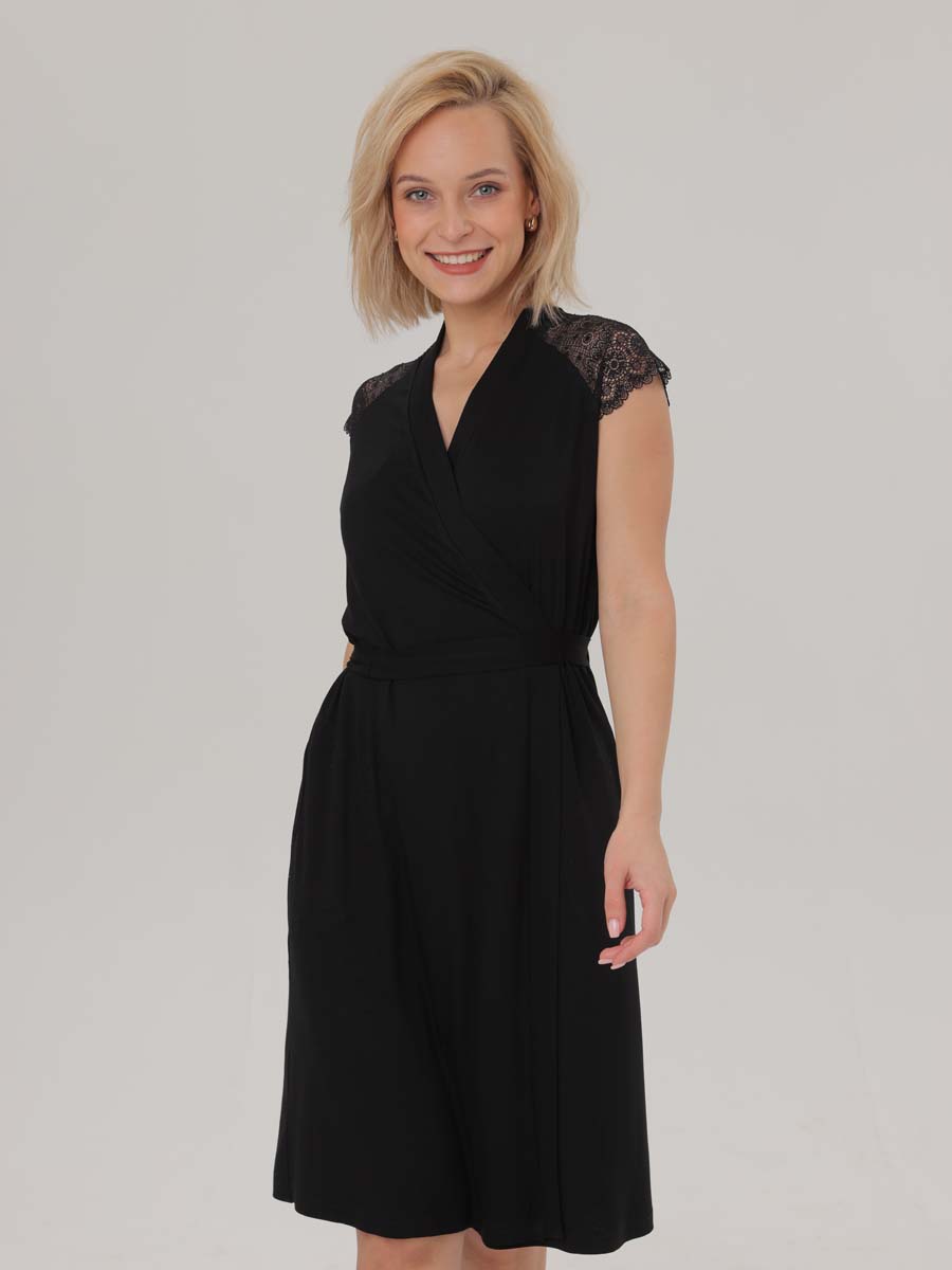 Сорочка в роддом ночнушка для беременных и кормящих черный