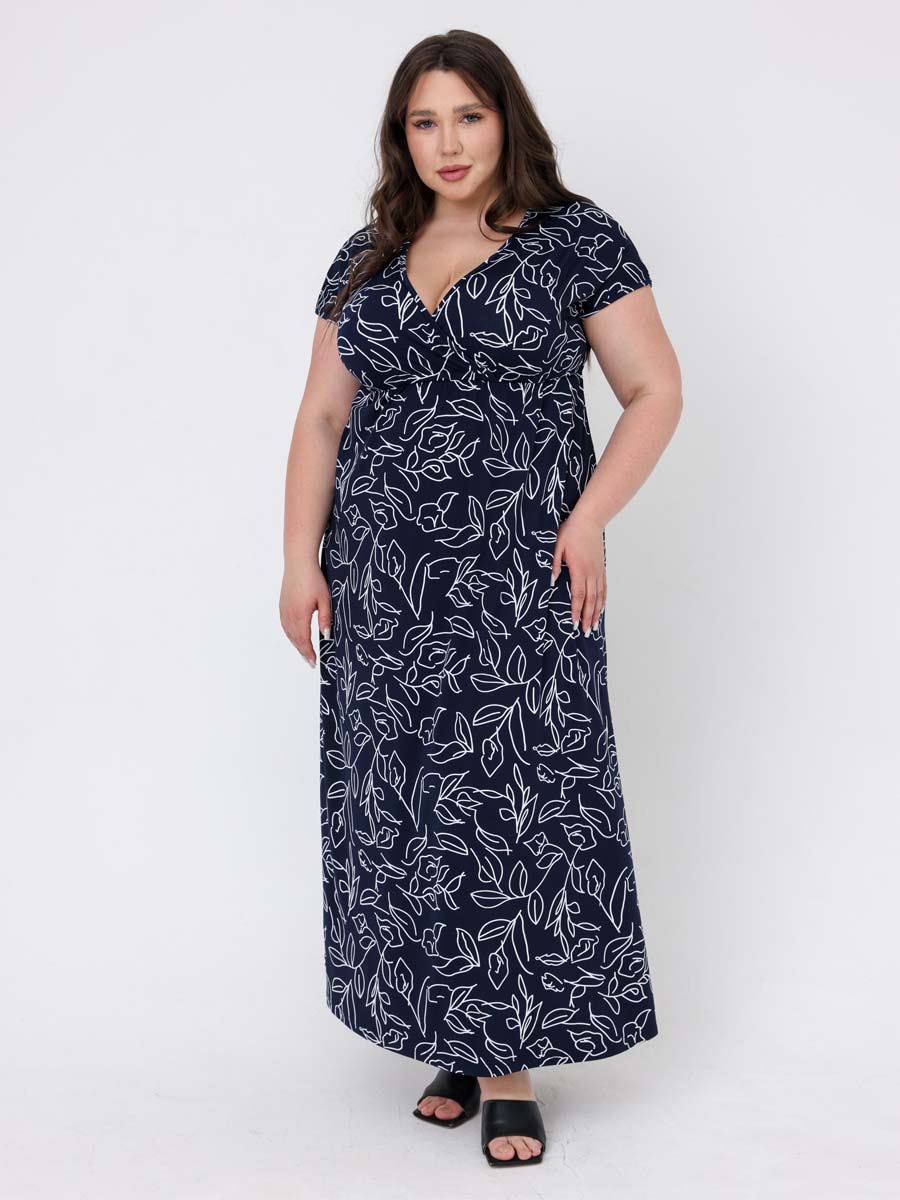 Платье летнее женское 60909 большие размеры синий