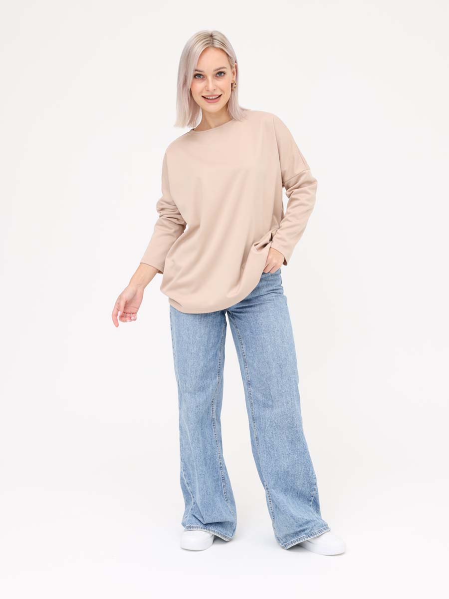 Джемпер оверсайз в офис 69811 лонгслив бежевый
